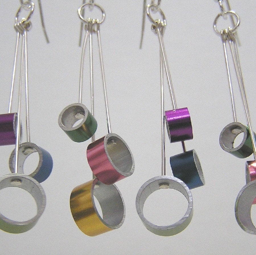 Dangly knitting needle earrings