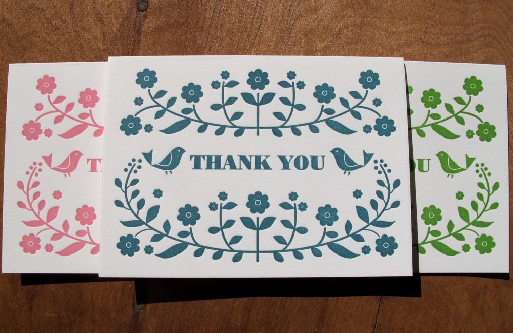 bird thank you notes (multi set of 6)