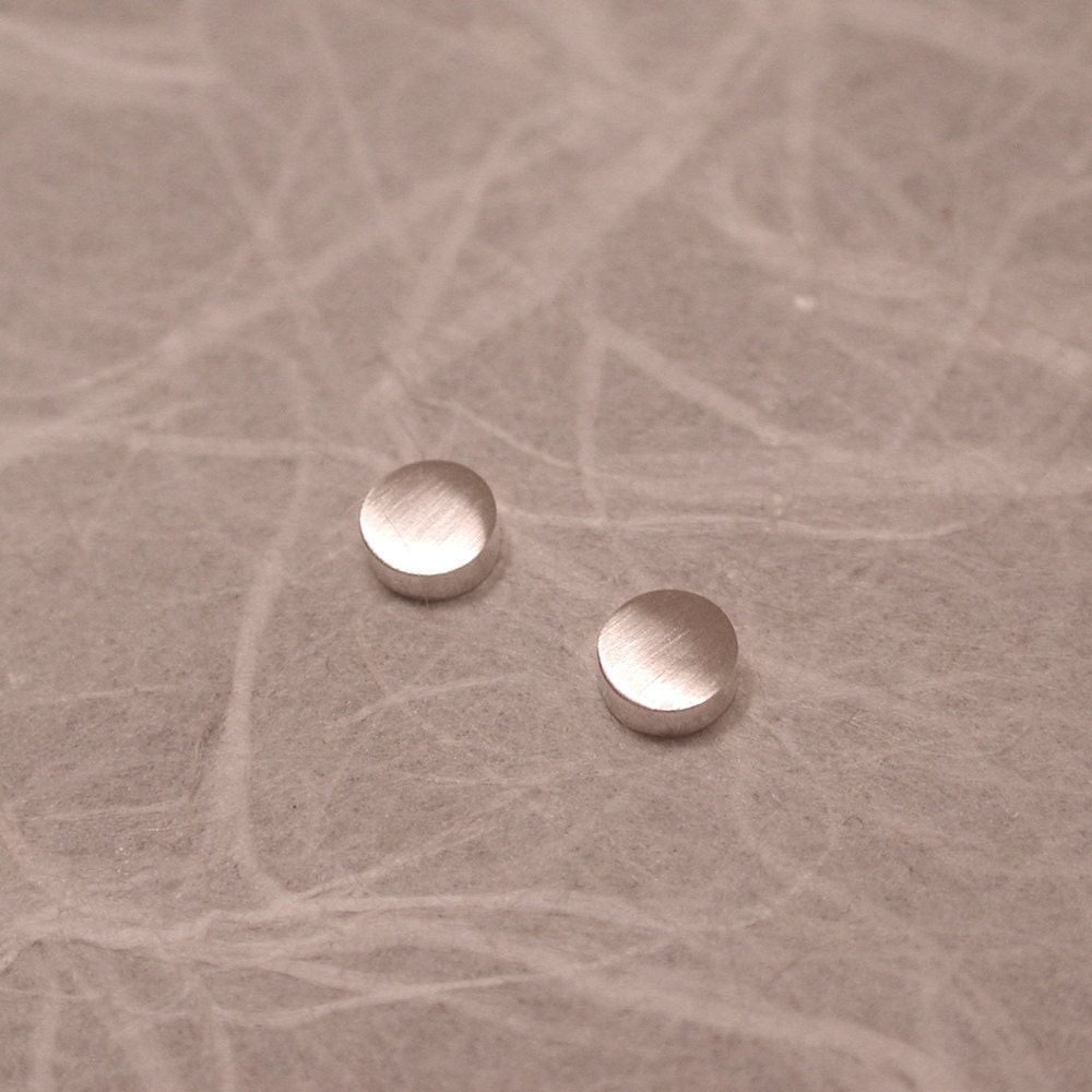 3mm Brushed Silver Studs Petite Round Earrings Tiny Sterling Silver Studs by SARANTOS