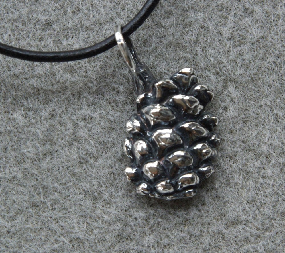 Silver Pinecone pendant necklace with fine silver