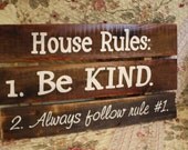 HOUSE RULES SIGN Rustic Wood  Great for a Family Christmas GIft
