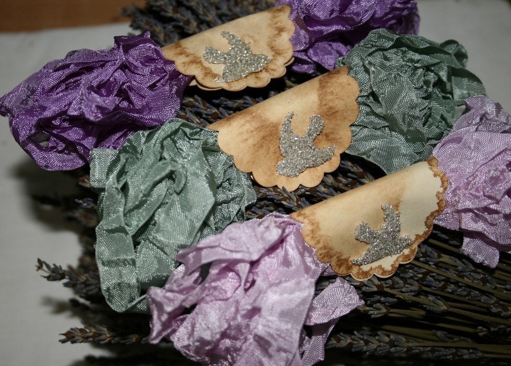 Seam Binding Hand Crinkled 15 Yds Lavender of Provence Purples Green Violet