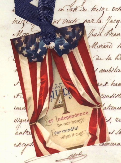 Gift Tags -  Fourth of July -  American Flag - Vintage Style
