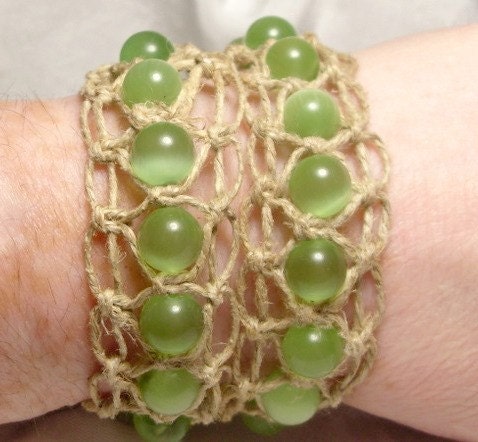 Double The Fun macrame lime green hemp bracelet/necklace LAST CHANCE