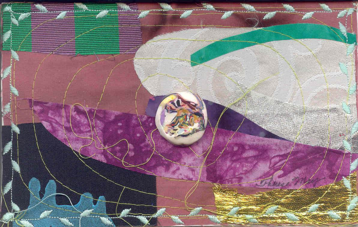 Fabric Postcard entitled Abstract Current