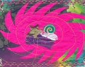 Fabric Postcard  entitled Burst of Creativity 5x8