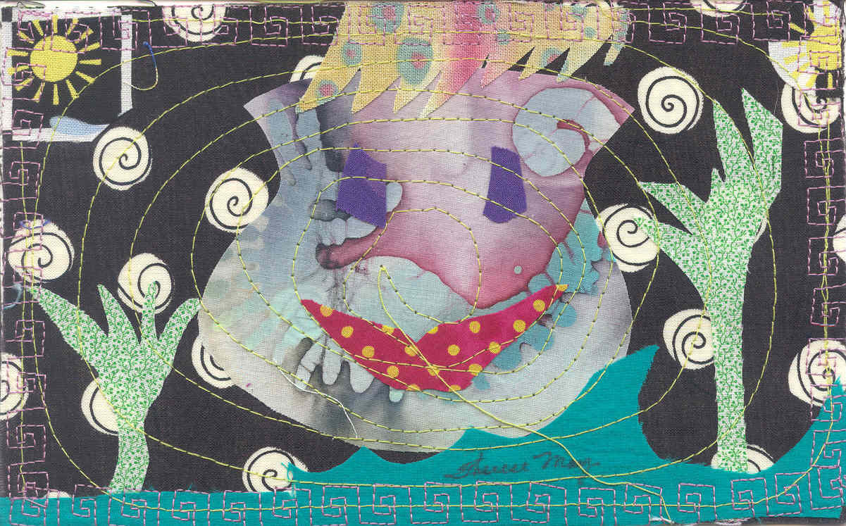Fabric Postcard entitled Coool Aid