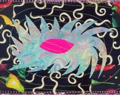 Fabric Postcard  entitled Eye of the Storm 5x8