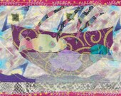 Fabric Postcard  entitled Fish Energy 5x8