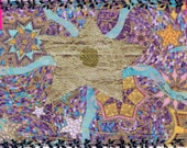 Fabric Postcard  entitled Gold star Day 5x8