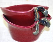 Ceramic Apple Bowls/ Set of Two Wheel Thrown Pottery Free Shipping