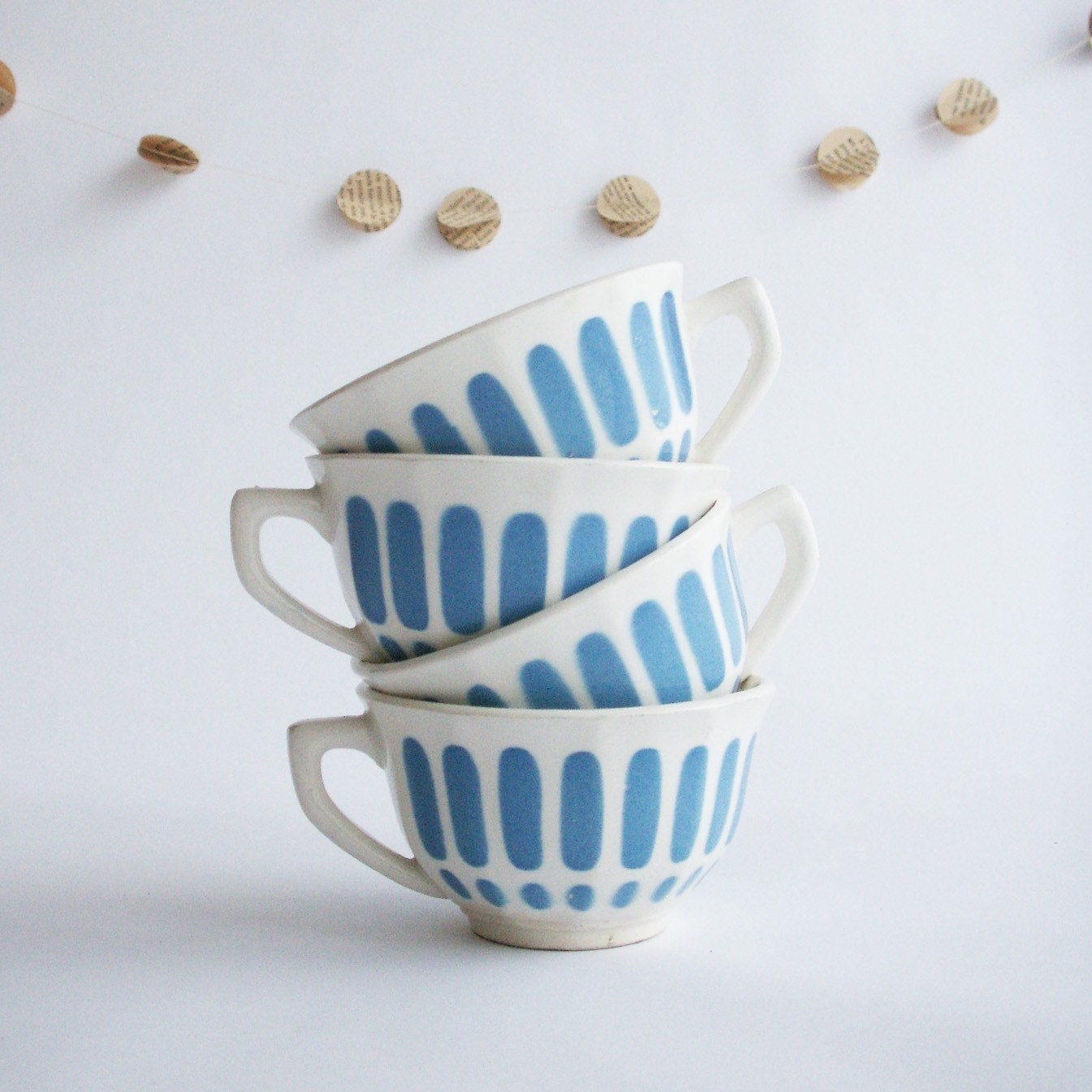 Blue Teacups for 4 - French Vintage