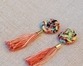 Textile chandelier earrings