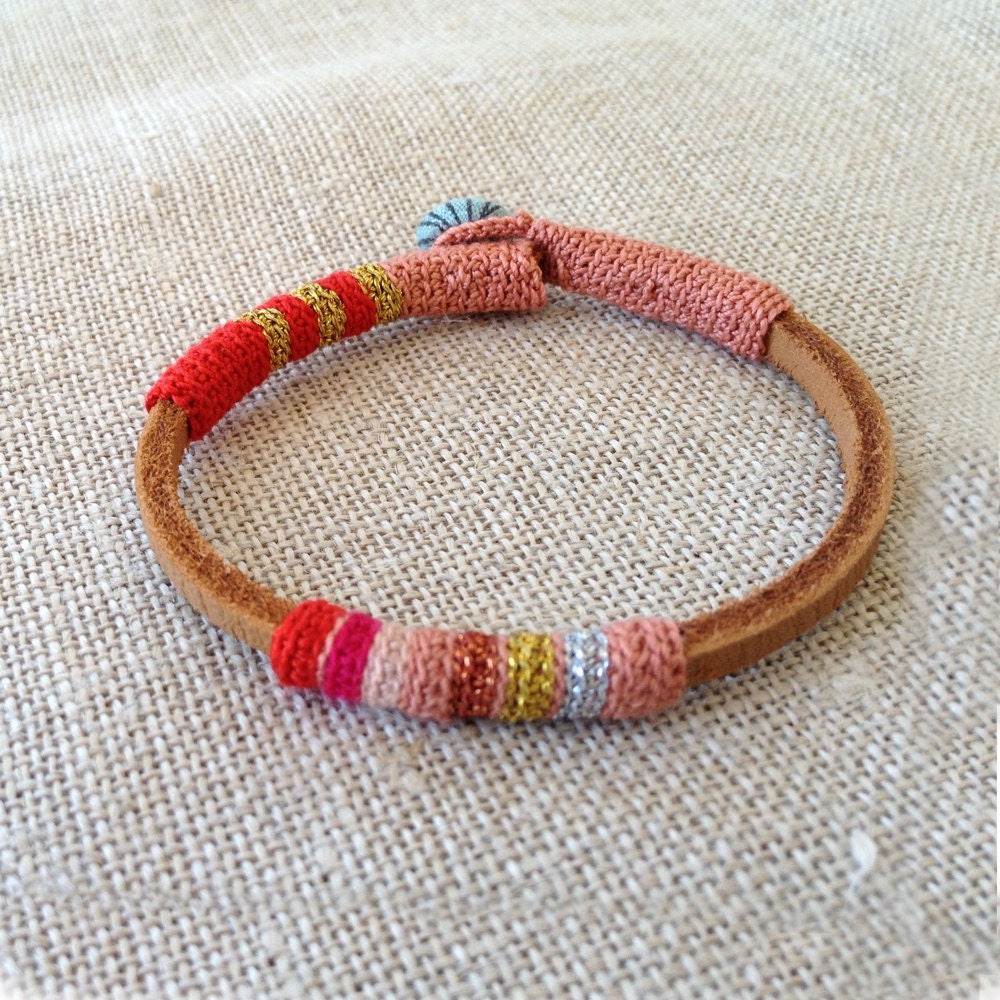 leather and cotton bracelet