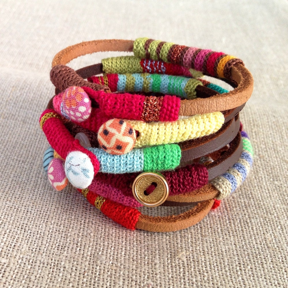 leather and crochet bracelet