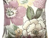 ONE Lavender Linen Yellow Green Floral Pillow Cover Same Fabric Both Sides Toss Throw Accent Pillow Covers 16 inch