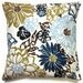 Two Blue Olive Green White Brown Pillow Covers  Decorative Floral Toss Accent Throw Pillow Cover 16 inch