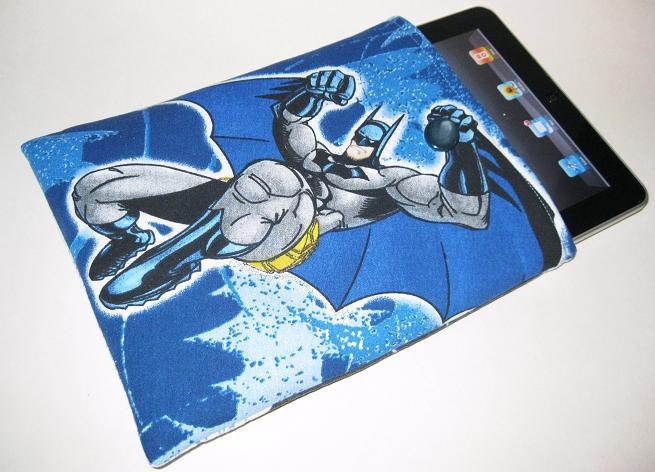 Batman iPad 1 2 or 3 sleeve tablet case Samsung Galaxy Tab padded bag cover comic themed