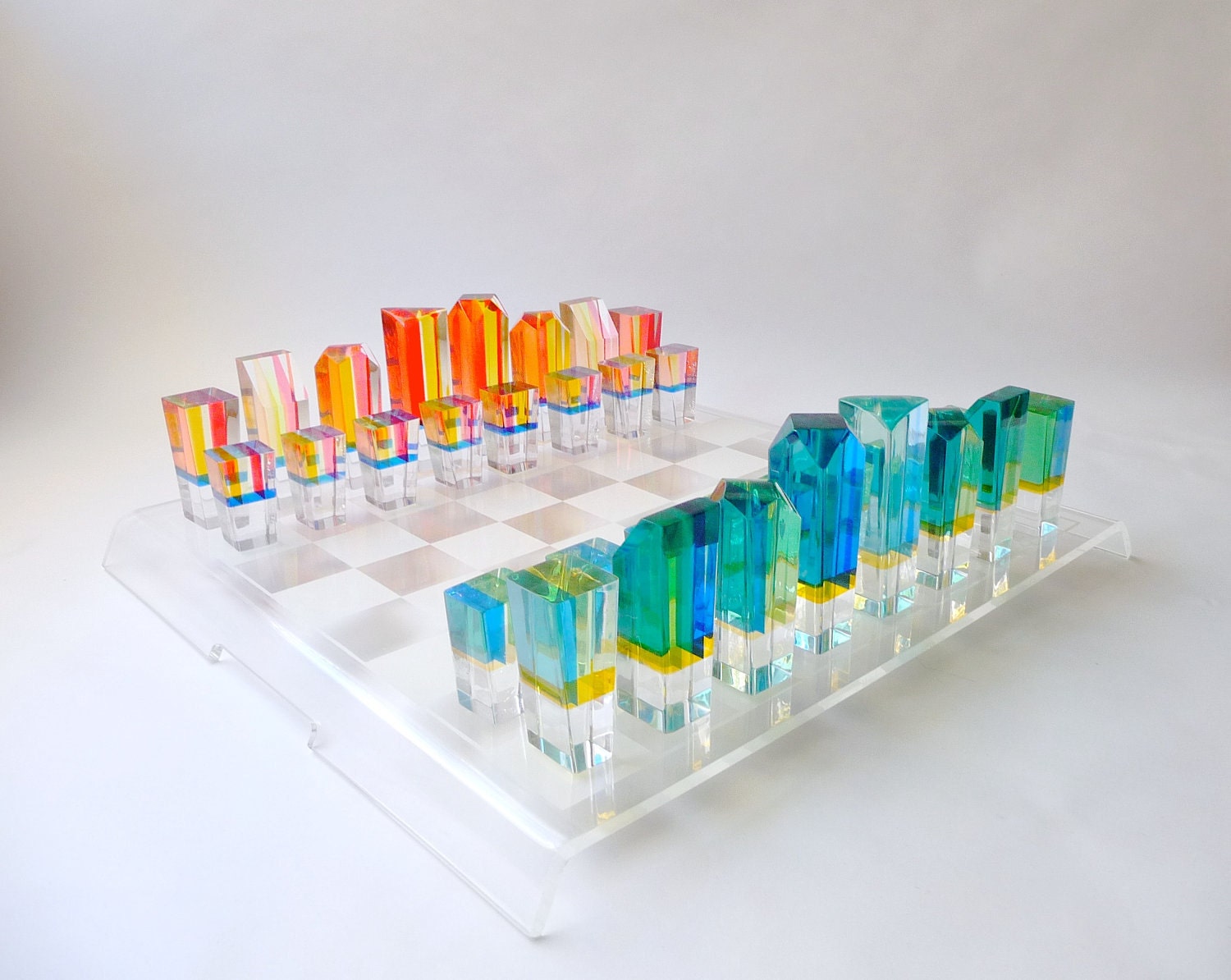Modernist Lucite Chess Set Vasa Hollis Jones