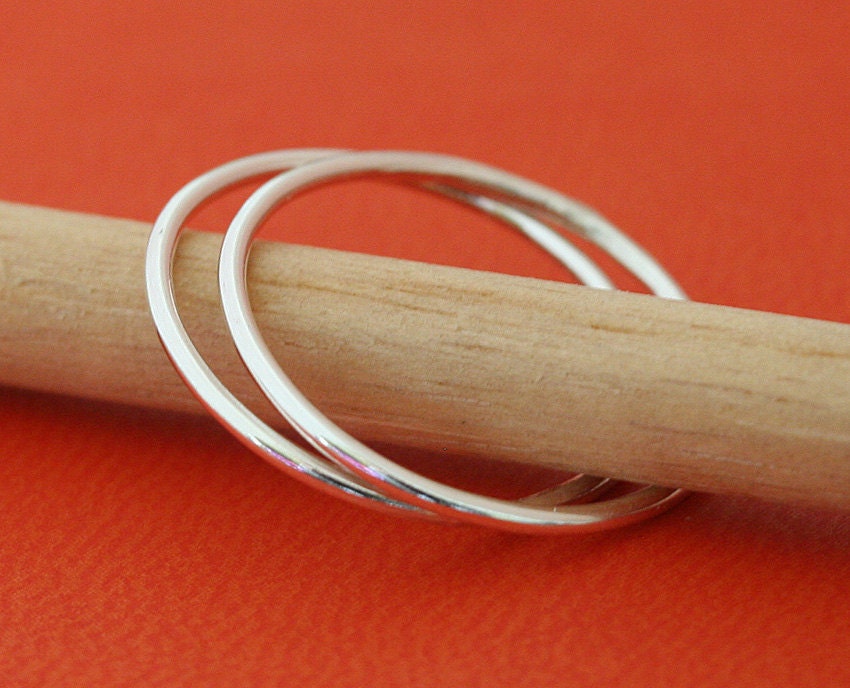 Thin Stacking Rings - Set of 2 - Sterling Silver - Size 2 to 15