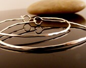 Sterling Silver Hoop Earrings Simple Hammered Pierced Big