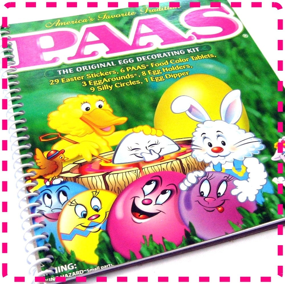 EASTER EGG DYE Decorating Kit Original Recycled Notebook / Upcycled Journal - In Green, Yellow, Pink, White, Blue, Black, Lime, Etc.