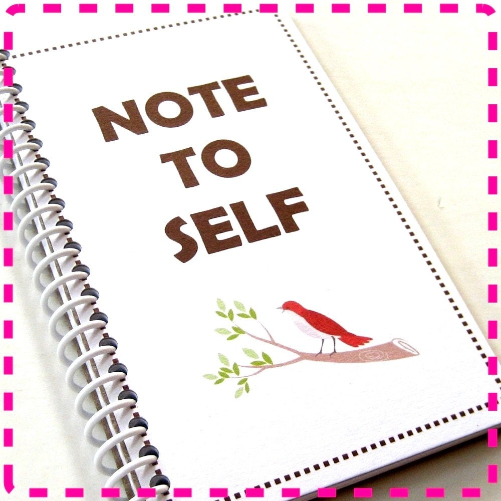 NOTE TO SELF - Mini Jot and Go Recycled Notebook / Upcycled Journal - Spiral Bound and Eco Friendly