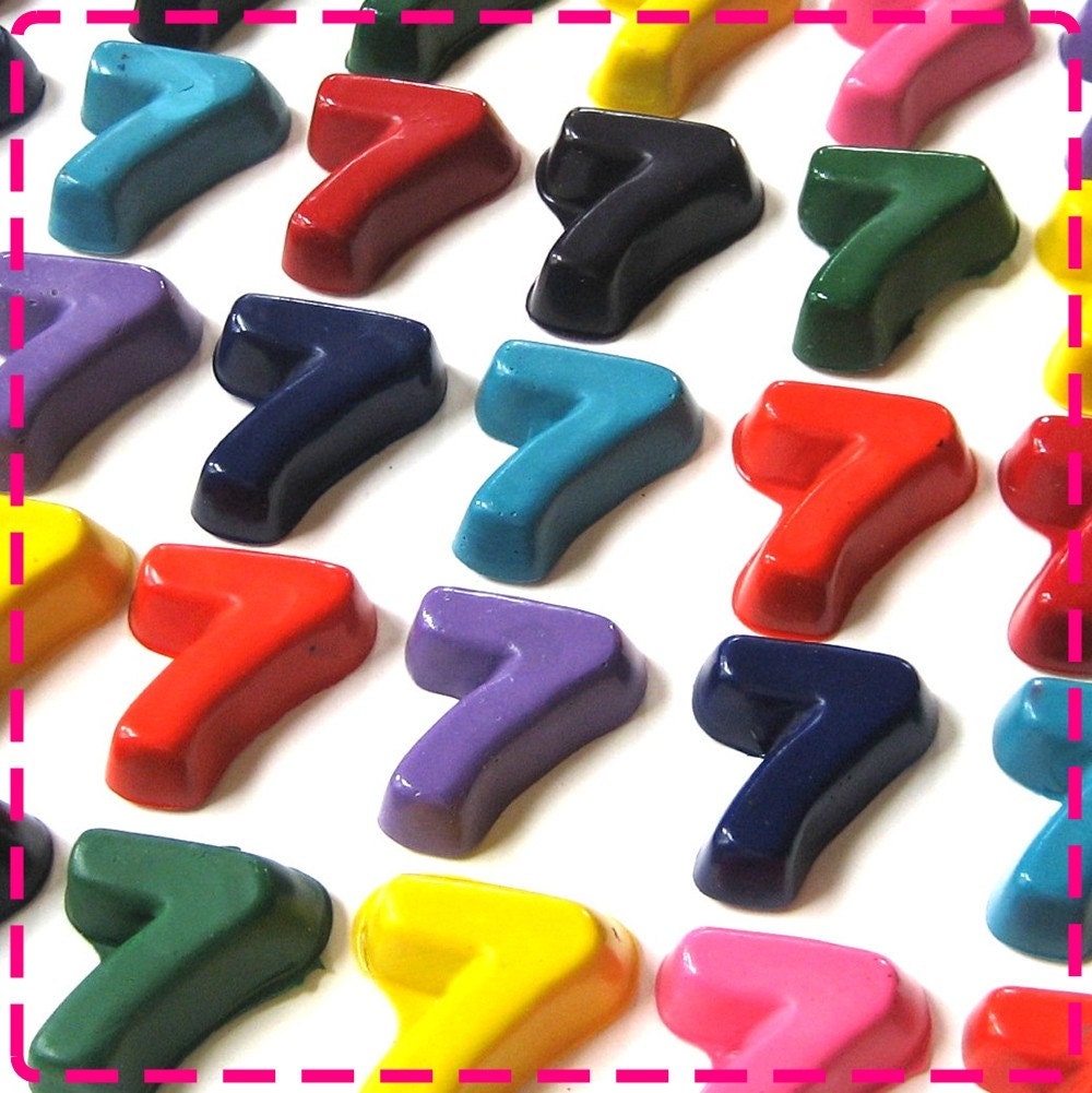 NUMBER CRAYONS - Party Pack of 20 Favors - CHOOSE Three, Four, Five, Six, Seven, Eight or Nine -Red, Yellow, Pink, Green, Orange, Blue, Etc.