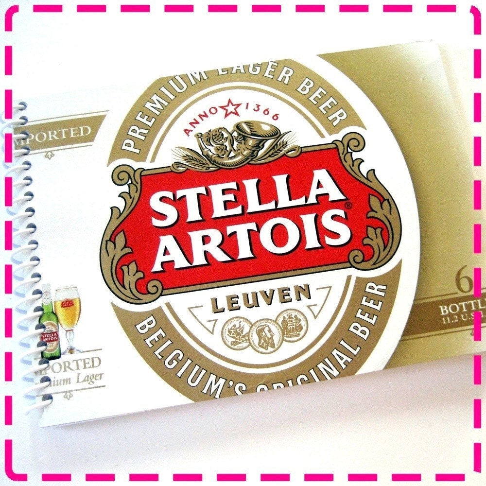 LAGER BEER From BELGIUM Original Recycled / Upcycled Journal Notebook - Spiral Bound and Eco Friendly - In Red White & Gold-