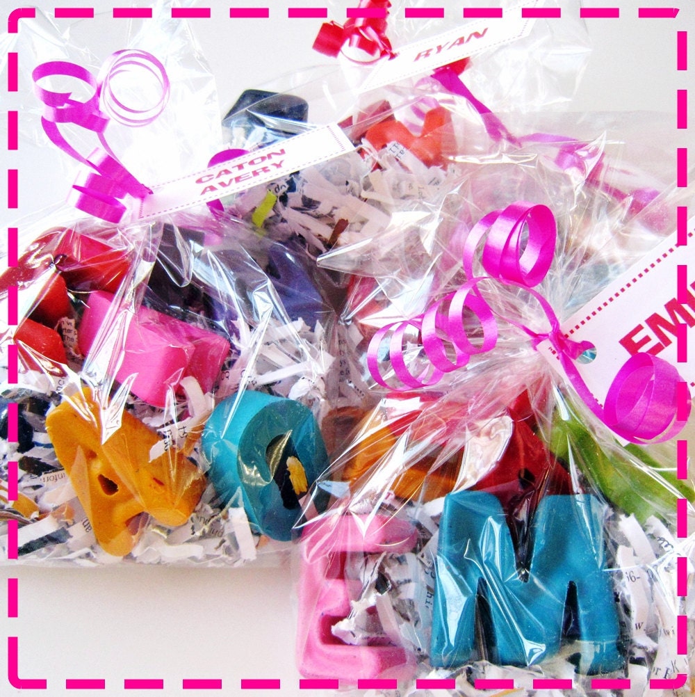 KIDS' Big LETTER CRAYONS - (4) Letter Name Toys - Eco-Friendly in Red, Yellow, Pink, Green, Purple, Orange, Blue, Turquoise, Lime, Etc.