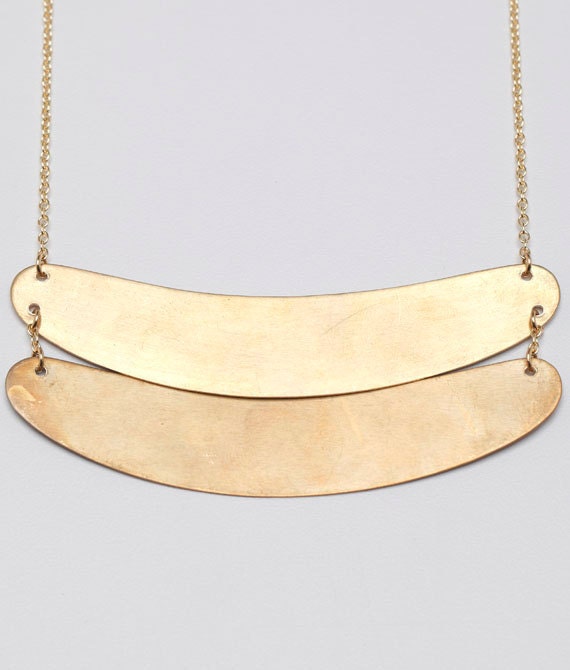 Media Luna Curved Brass Necklace