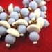 Vintage 40s Blue and Milk Glass Beaded Wrap Bracelet BEAUTIFUL