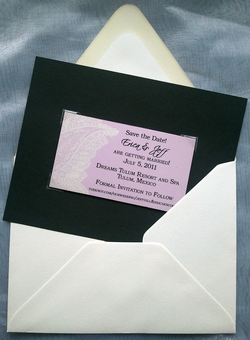 Paisley Love Save the Date Magnet with Mailer and Envelope - Set of 25