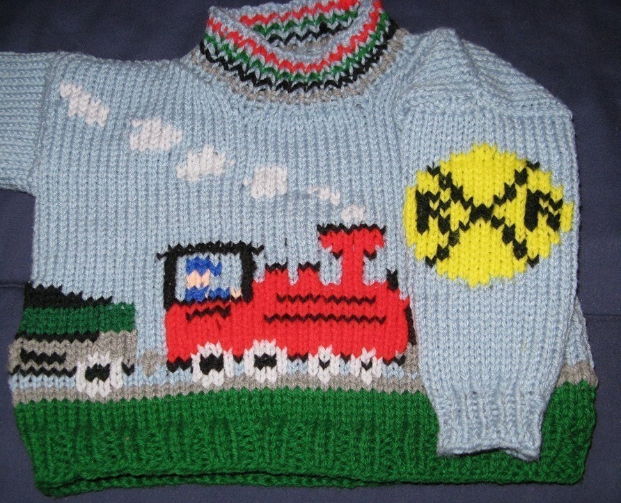 KNITTING CHART - Train Knitted Chart Design for sweaters - pillows - blankets