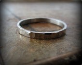 Recycled 14K palladium white gold ring - 2mm hammered wedding band