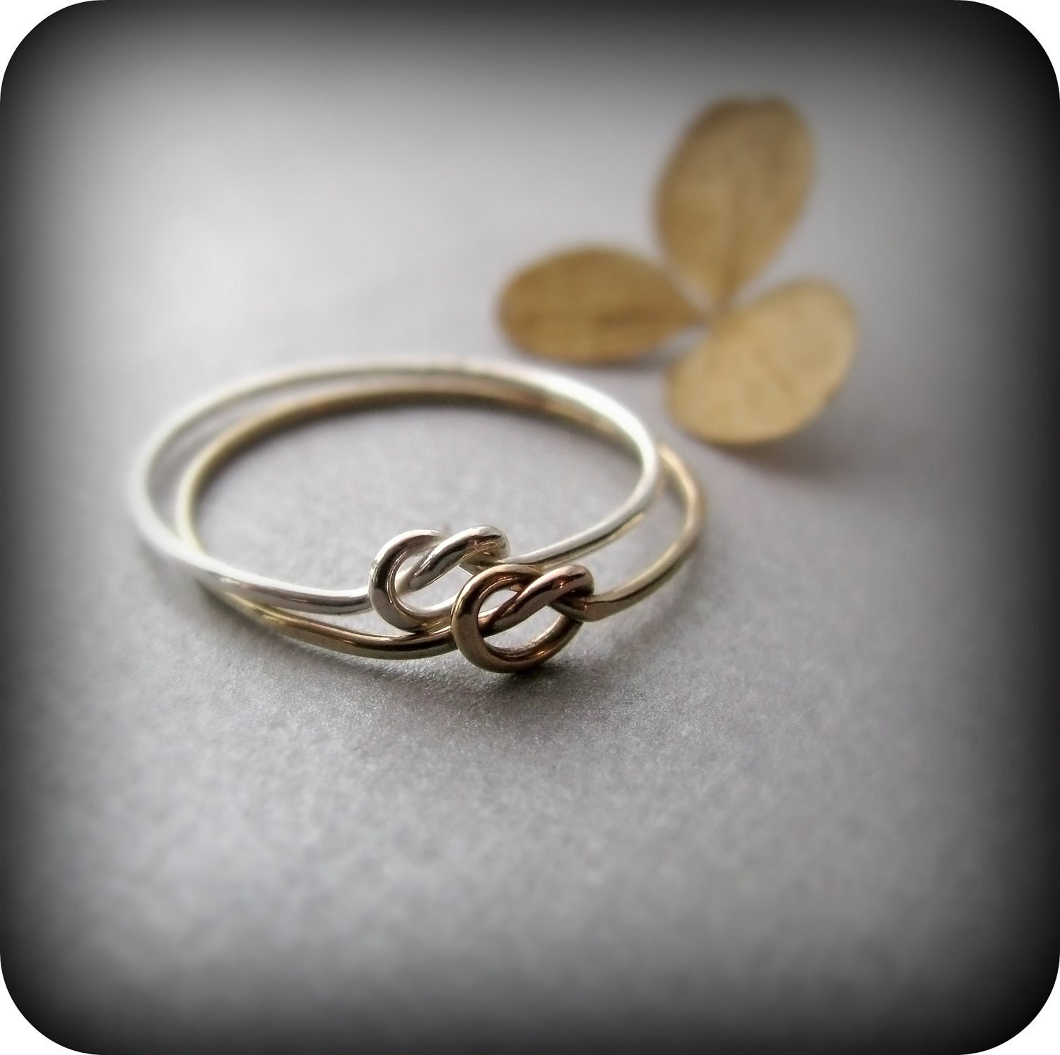 Friendship knot rings - 2 best friends rings in sterling silver and gold filled