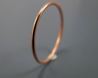 Recycled 14K rose gold ring - smooth skinny stacking ring (sizes 1 to 6.75)