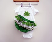 Onesie - Shamrock - Wrap around ruffle diaper covers gift set - Baby  - Outfit