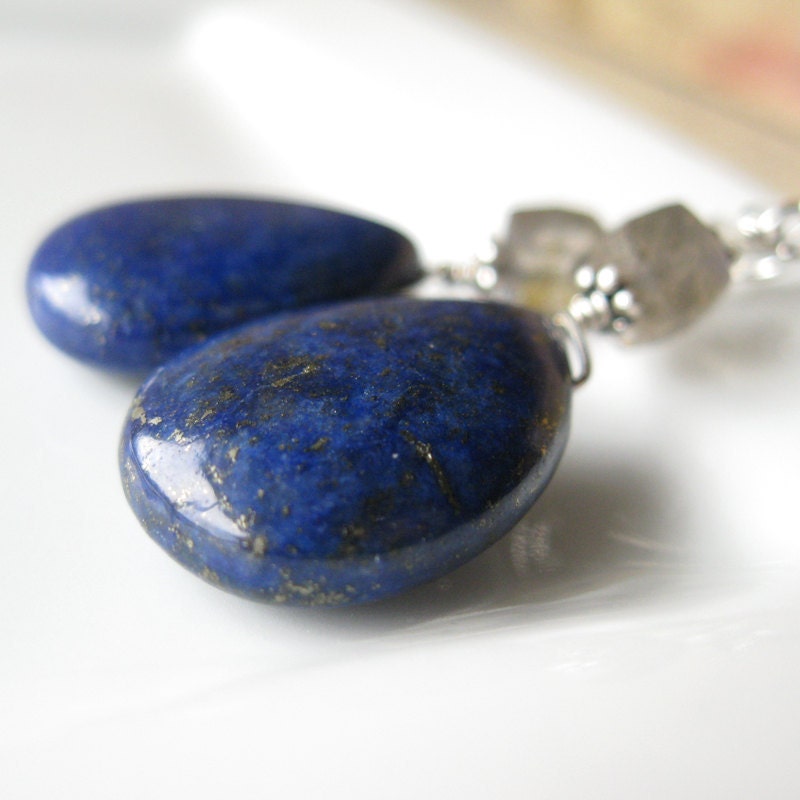 StarGazer Earrings Lapis Lazuli, Labradorite, moonstone gemstone