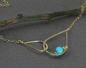 Gold Infinity Eternity Necklace with Blue Turquoise - 14K Gold Filled