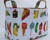 Storage and Organization - Fabric Container Organizer Bin Basket - Very Hungry Caterpillar and Treats