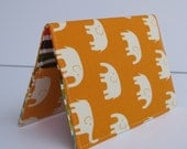 Passport Cover - Cream Elephants on Tangerine Orange