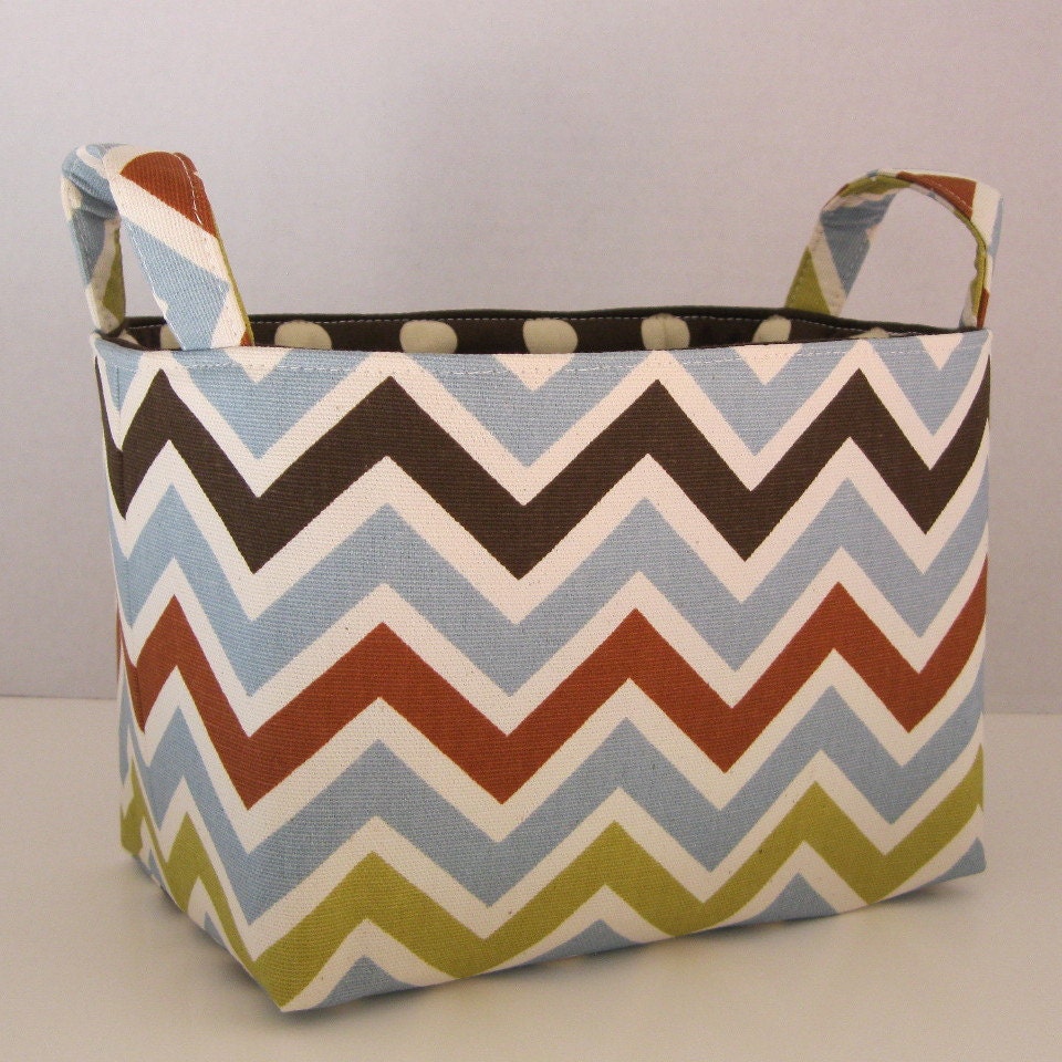 Fabric Storage Organizer Container Basket Bin - Zoom Zoom - Chevron