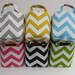 Desk Organizer Storage Organization Container Fabric Basket Bin - Tangerine Orange and White Chevron