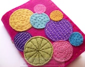 Stitched Circles felt covered journal - handmade