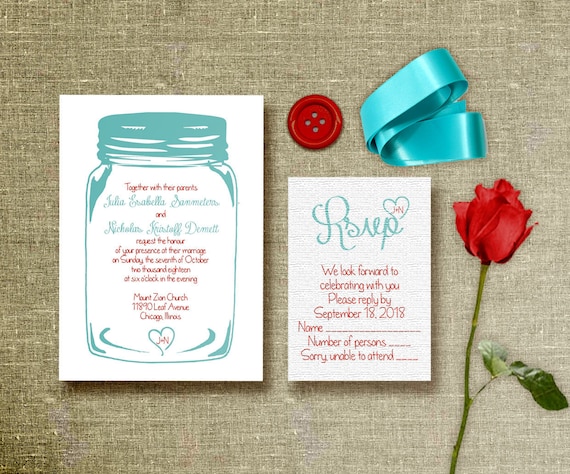 Etsy Mason Jar Wedding Invitations