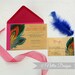 Real Wood Colorful Feather Custom Wedding Invitations