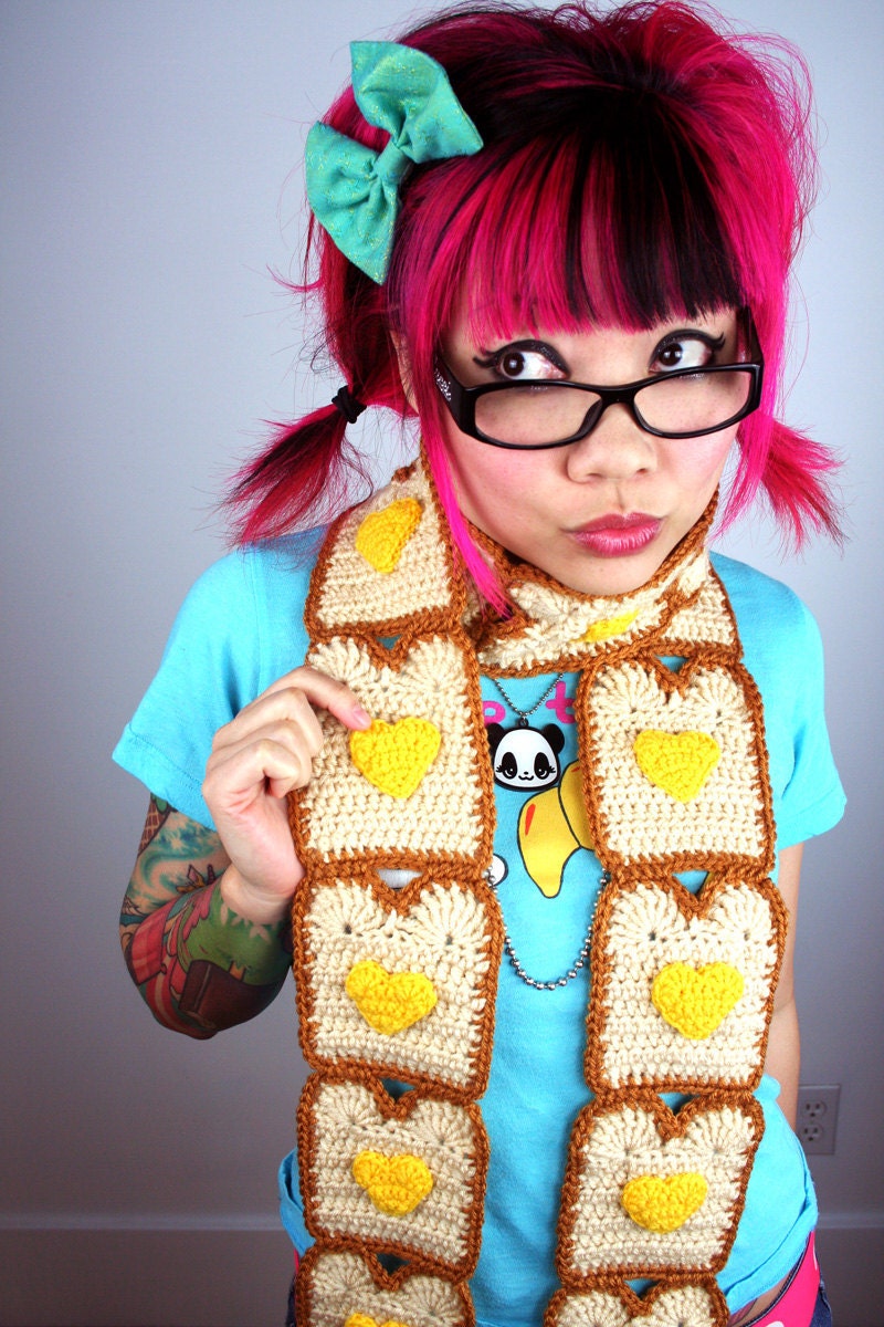 Toast Scarf with Butter Hearts - Ready to Ship