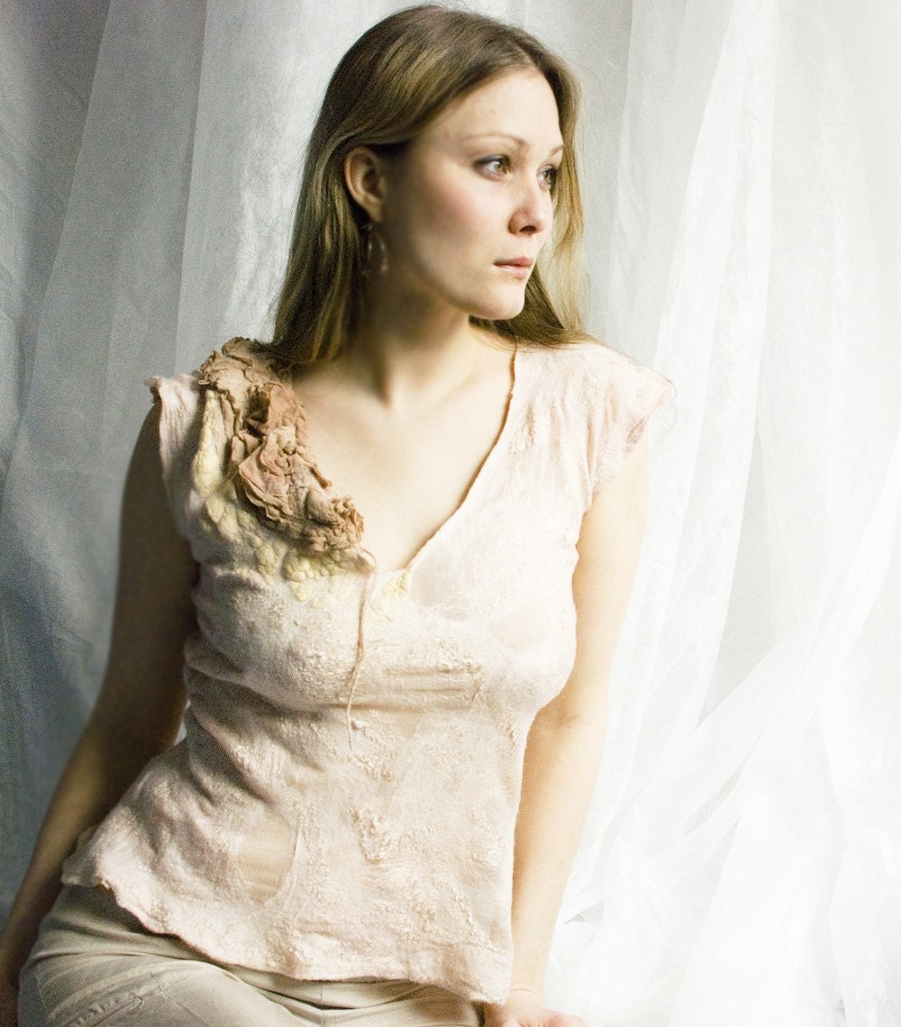Eco nuno felted top - Apcricot - make your custom order for OOAK