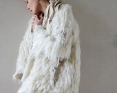 White and golden felt coat fur free kimono by vilte OOAK